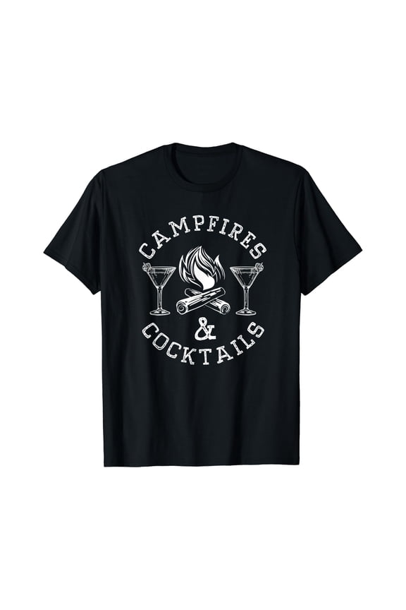 Campfires And Cocktails Bonfire Camping Men Women Campfire T-Shirt, Unisex T-Shirt