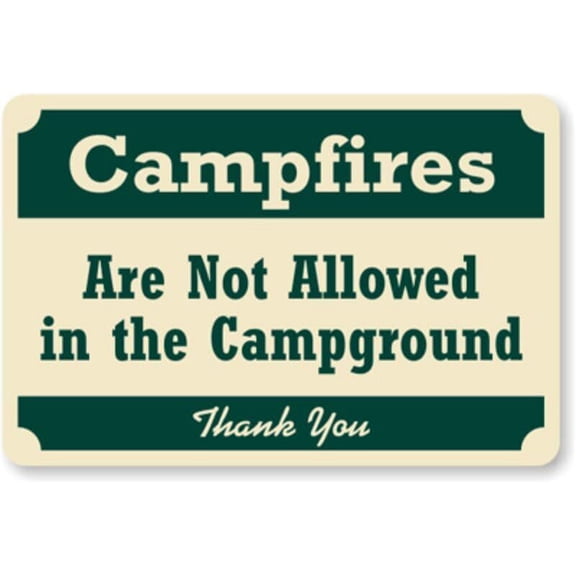 Campfires Campground Rule Weatherproof Metal Aluminum Sign Size: 16 x 12 Inch