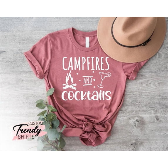 Campfires and Cocktails Shirt, Women Camping Shirt, Camping Shirt, Campfire Shirt, Camp Lover Gift,Camper Shirt,Hiking Shirt,Camp Life Shirt TSHIRT All Size S-5XL