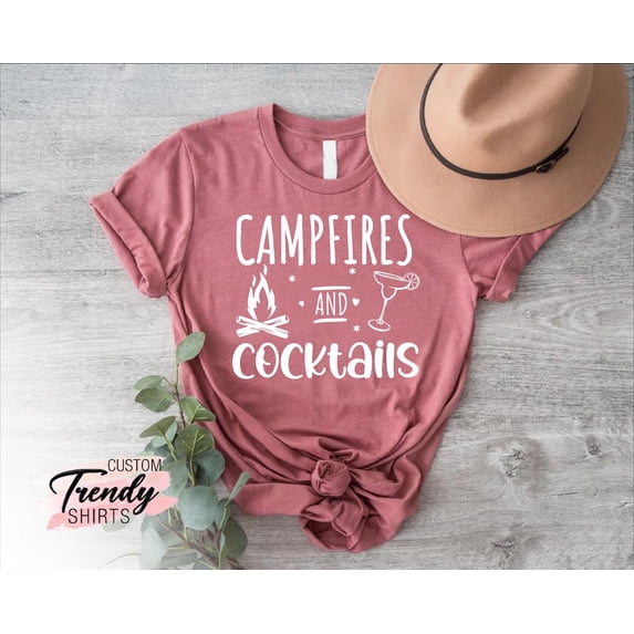 Campfires and Cocktails Shirt, Women Camping Shirt, Camping Shirt, Campfire Shirt, Camp Lover Gift,Camper Shirt,Hiking Shirt,Camp Life Shirt TSHIRT All Size S-5XL