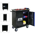 thumbnail image 1 of NIGSQJB 2-Door Tool Cart on Wheels, 30.7"H Lockable Rolling Tool Chest with Stainless Steel Roof,7 Small Tool Boxes,Multiple Interconnectable Cabinet for Warehouse, DIY, Repair Shop, Black+Blue, 1 of 13