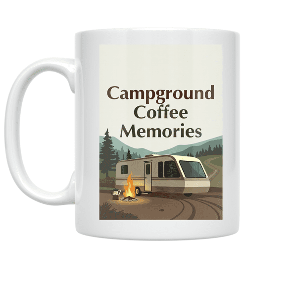 Campground Coffee Memories - RV Camping Enthusiast - 11 oz Ceramic Coffee Mug