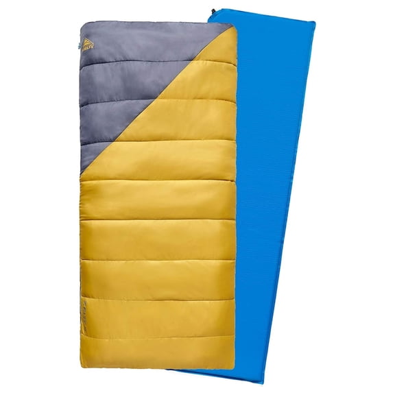 Campground Kit, Sleeping Bag and Sleeping Pad Set & Combo Includes 40 Degree Rectangular Sleeping Bag and Self-Inflating Sleeping Pad - Beginner Car Camping Kit