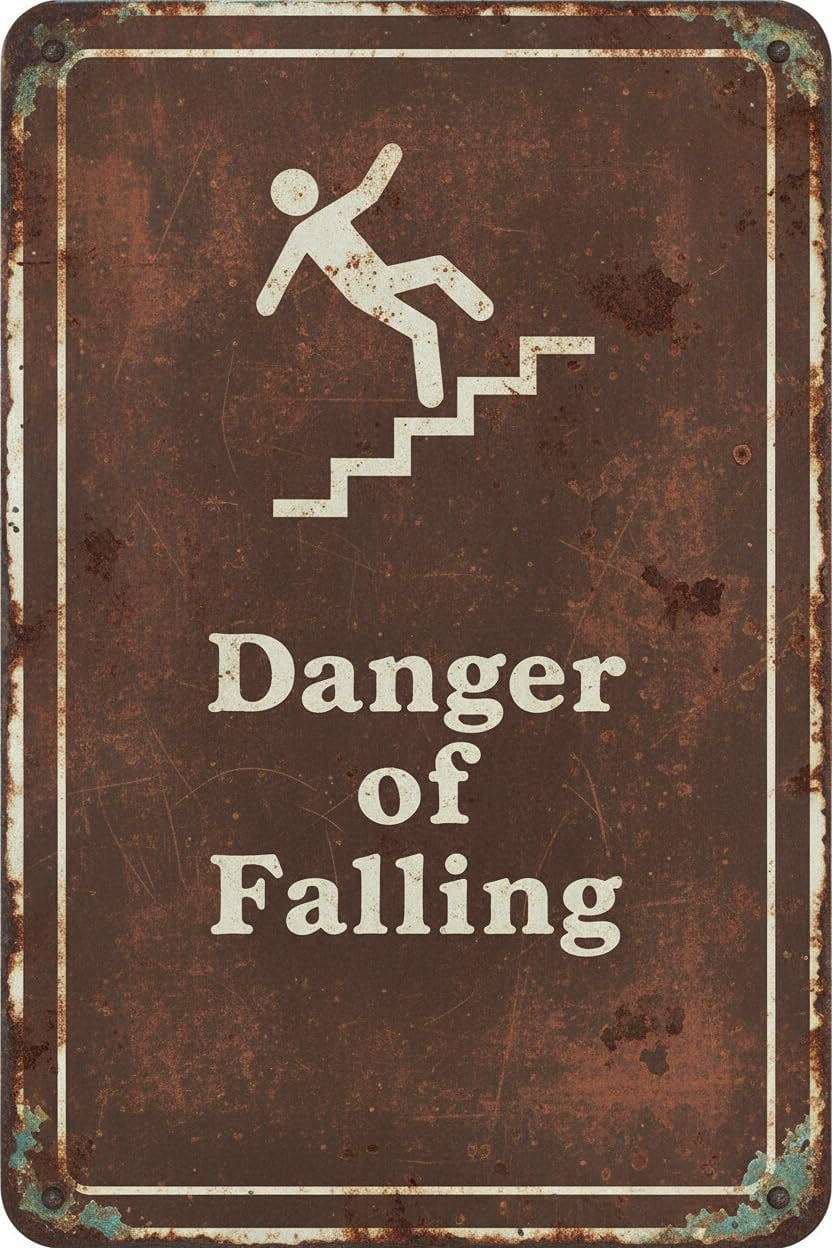 Campground, Park & Guide Sign: Danger Of Falling (with Slippery Stairs ...
