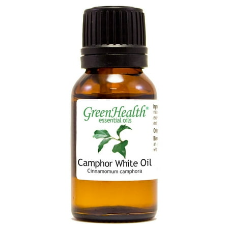 Camphor White Essential Oil - 1/2 fl oz (15 ml) Glass Bottle w/ Euro Dropper - 100% Pure Essential Oil by GreenHealth