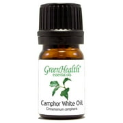 Camphor White Essential Oil - 1/6 fl oz 5 ml Glass Bottle w/ Euro Dropper - 100% Pure Essential Oil by GreenHealth