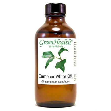 Camphor White Essential Oil - 4 fl oz (118 ml) Glass Bottle w/ Cap - 100% Pure Essential Oil by GreenHealth