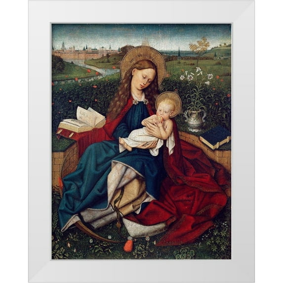 Campin 12x14 White Modern Wood Framed Museum Art Print Titled - The Madonna of Humility