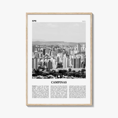 Campinas Black And White São Paulo Travel Brazil City Travel Wall Art Poster , Poster Print Only
