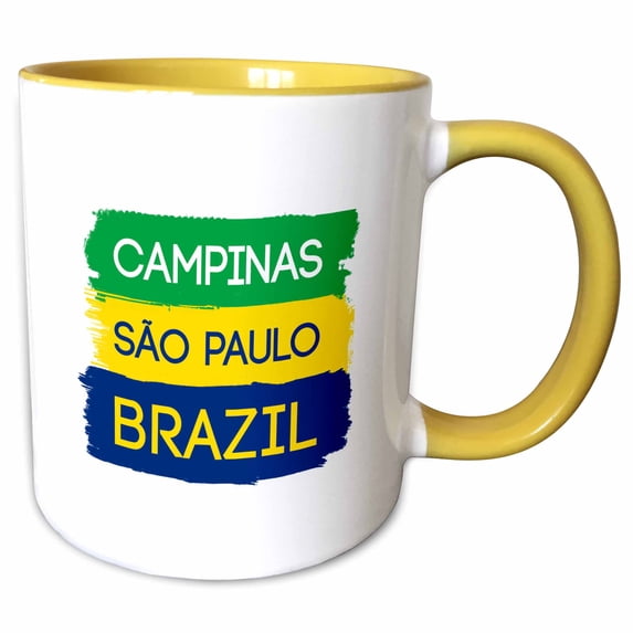 Campinas, Sao Paulo, national colors patriot Brazil home town design 15oz Two-Tone Yellow Mug mug-311953-13