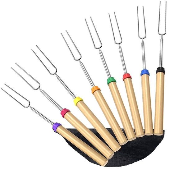 Camping Accessories, Stainless Steel Extendable Forks for Marshmallow Roasting, Safe & Easy to Clean, 8 Pack