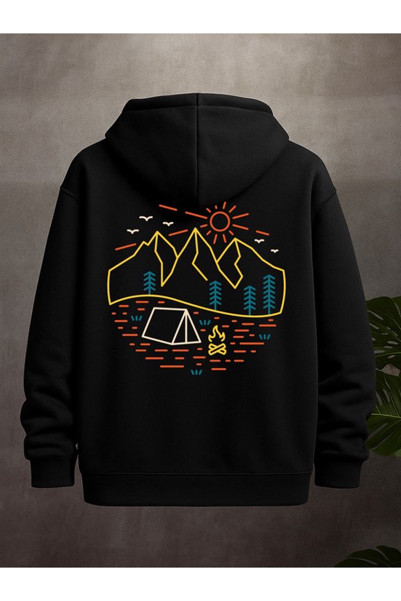 Camping Adventure Hoodie funny hoodies Camping men's hooded sweatshirt black New Spring and Autumn Season Printed Hoodie in Style elegant gift spring guys beer Retro Unisex hoodie