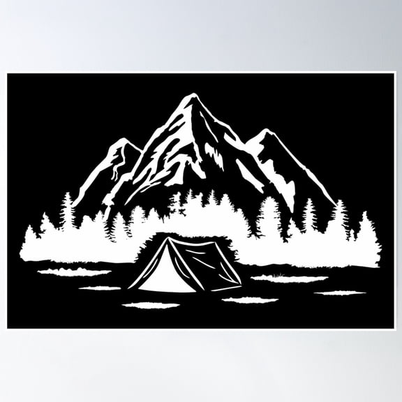 Camping Adventure, Mountains And Forest Poster Wall Art, Modern Wall Decor, 24x36 UNFRAMED