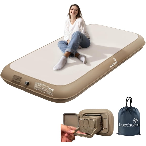 Camping Air Mattress Sleep Cloud Twin with Built in Pump No Leak 2 Mins Upgraded Inflatable Adjustable Firmness Blow up Ultra Support 1100LBS Portable Home Guests Travel