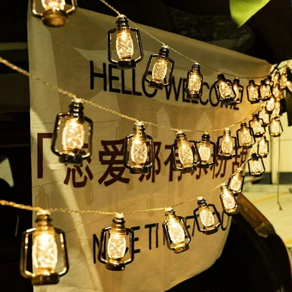 Camping Ambience Light Led Vintage Kerosene Bottle Light Tent Canopy Decorations Arrangement Colored Lights Camp Solar-Powered String Lights