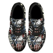 Camping American Flag Shoes Womens Fashion Sneakers Tennis Running Shoes for Men Women Black Size 10