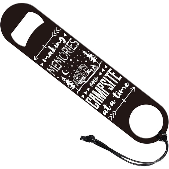 Camping Art Stainless Steel Bottle Opener with PU Cord Beer Bottle Opener Flat Bottle Opener Heavy Duty Bar Funny Bartender Opener for Home Kitchen Bar Restaurant 7inch Black
