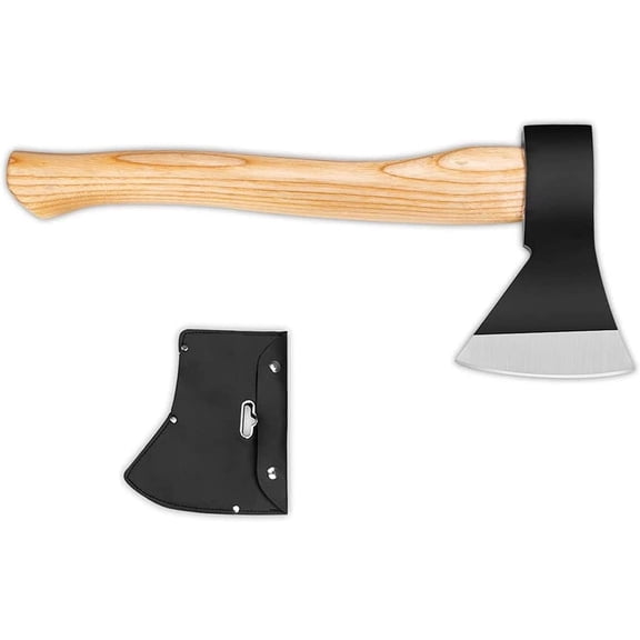 Camping Axe, 15inch Outdoor Hatchet Chopping Axe for Wood Splitting and Kindling, Camping Outdoor Hatchet Gardening Hand Tools with Sheath(Black)