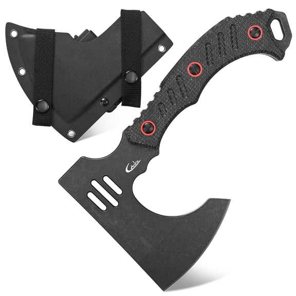 Camping Axes,DC53 Steel Micarta Handle Chopping Axe Bushcraft Camping Axes Survival Hatchet Full Tang Axe for Hiking Camping Splitting Chopping Wood(Black)