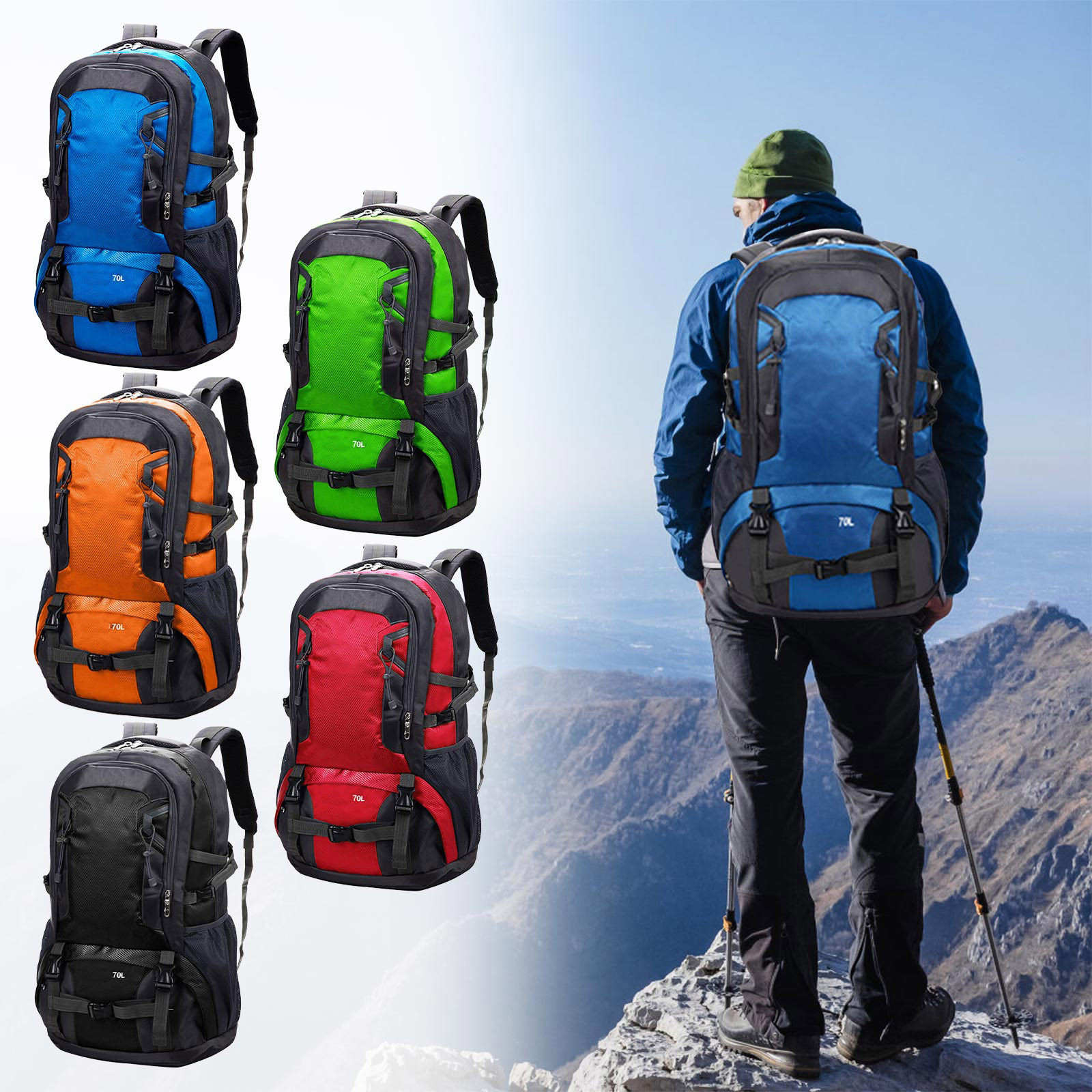 Camping Backpack Large Capacity Hiking Backpacks Waterproof Hiking 