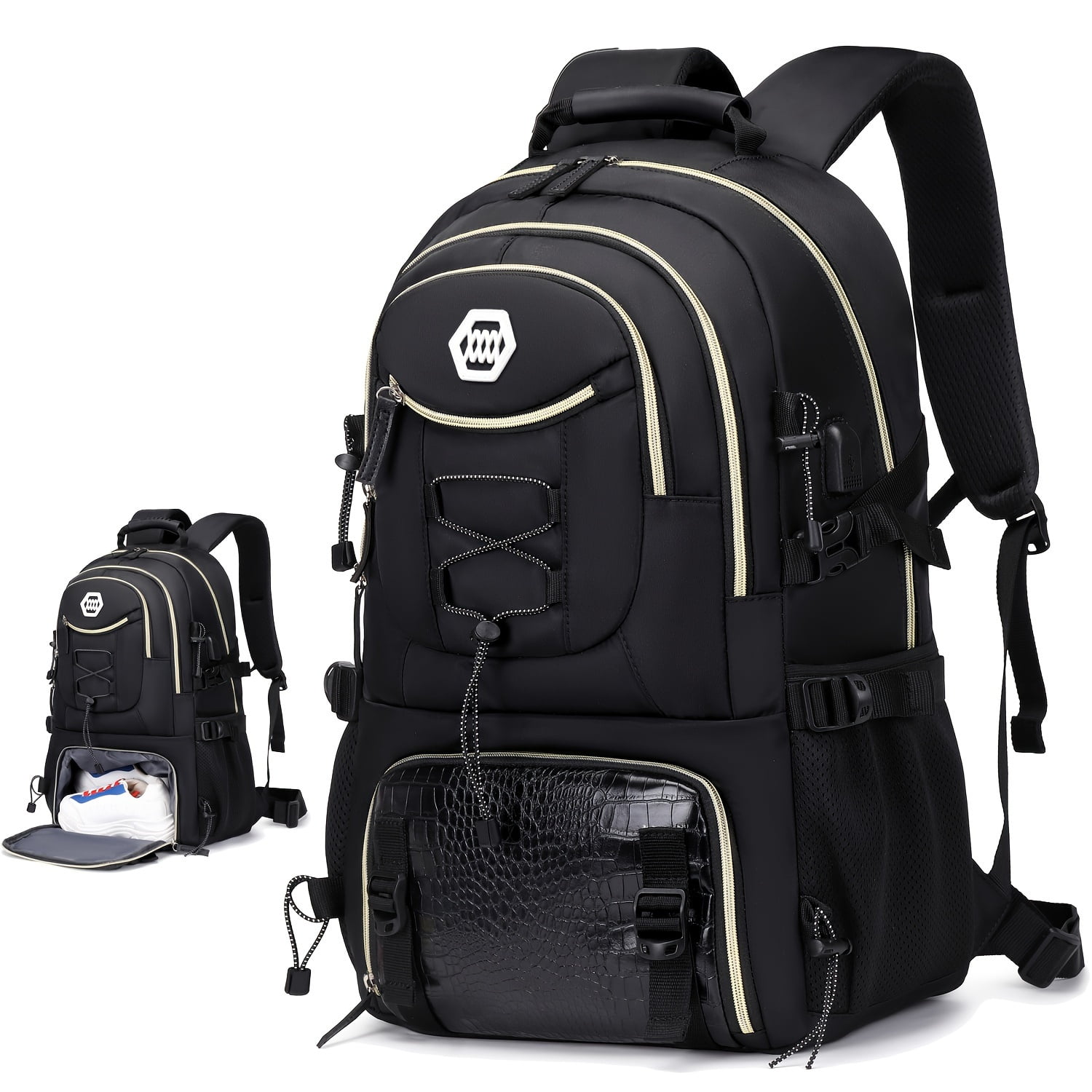 Camping Backpack With Shoe Compartment, Waterproof 17 Inch Laptop ...