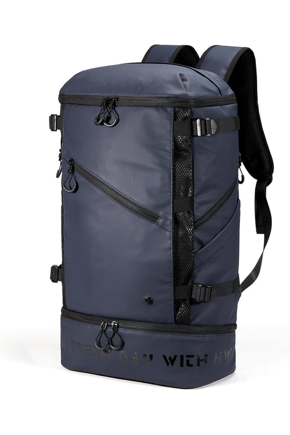 Camping Backpack with Lunch Compartment, Mens Backpack Insulated for Work, 17 inch Laptop Bag, Carry Backpacks for Airplane Beach Travel, Blue