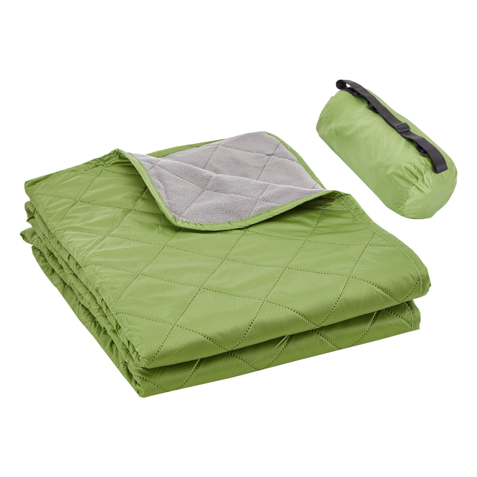 Camping Blanket 82x55 Inch 330GSM Polyester Fleece PU1500 Waterproof Ultrasonic Quilting for Outdoor Beach Picnic