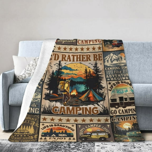 Camping Blanket Camping Lovers Gift Ideas for Men Woman,Camping Stuff Camper Accessories Outdoor Throws Blankets,Camping Lovers Gift for Camper 60x50
