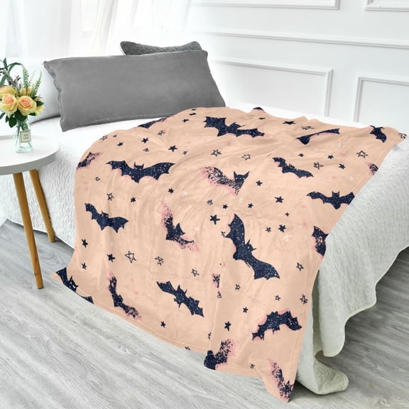 Camping Blanket Fluorescent Cover blanket travel blanket 70x55 inch frannel blanket Office nap blanket Bedding Glow blanket Black Bats