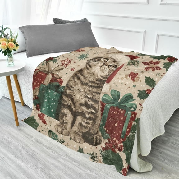 Camping Blanket Fluorescent Cover blanket travel blanket 70x55 inch frannel blanket Office nap blanket Bedding Glow blanket Magical Christmas Black Cat