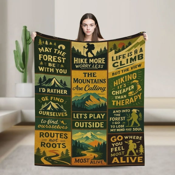 Camping Blanket Gifts for Women, Camping Lovers Gifts for Men, Birthday Gifts for Campers, Warm Throw Blanket for Sofa, for Bed for Fathers Day 50x40