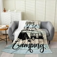 thumbnail image 1 of Camping Blanket for Kids Teens Adult,Happy Camping Throw Blanket,Rustic Farmhouse Fleece Blanket,Vintage Wooden RV Flannel Blanket Farmhouse Living Room Decor,Baby 30x40, 1 of 5