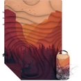 thumbnail image 1 of Camping Blanket - Outdoor Stadium Blanket Wearable, Lightweight, Packable, Machine Washable Camping Quilt for Traveling, Picnic, Beach, Party 78"x 56" (Sunset Mountain Scenery), 1 of 8