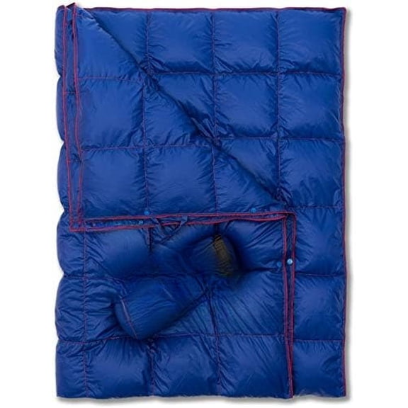 Down Camping Blanket - Puffy, Packable, Lightweight and Warm | Ideal for Outdoors, Travel, Stadium, Festivals, Beach, Hammock | 650 Fill Power Water-Resistant Backpacking Quilt
