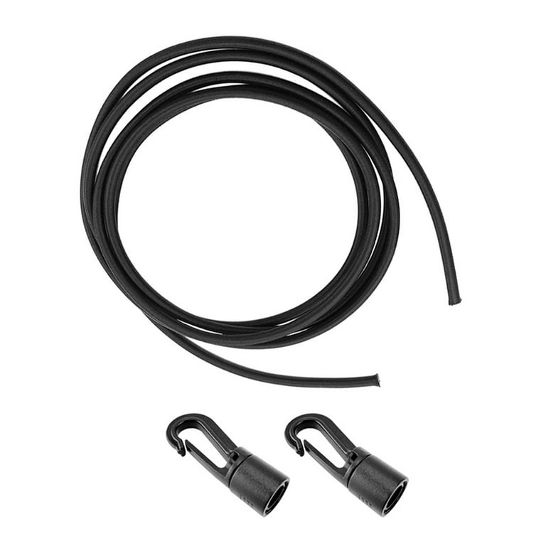 Wyn Outdoor Bungee Cord Elastic Bungee Cord Tent Bungee Cord Shocks Cord with Hooks, Size: 800x0.6cm, Black