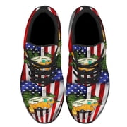 Camping Camper American Flag Shoes Womens Fashion Sneakers Tennis Running Shoes for Men Women Black Size 10.5