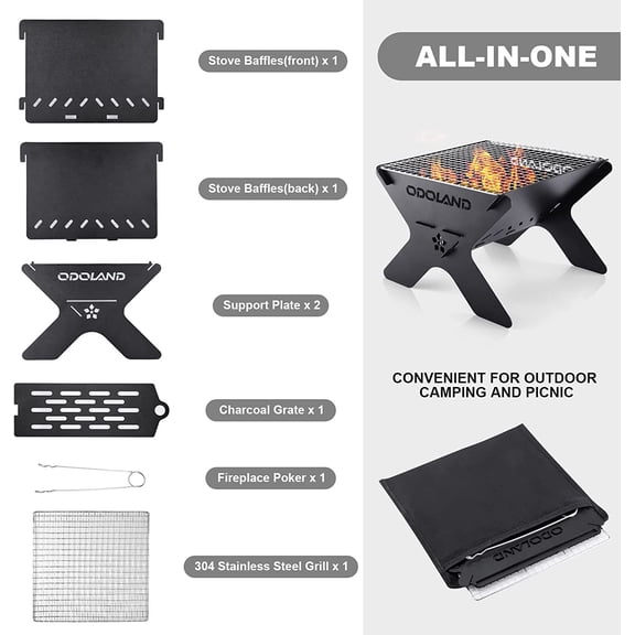 Camping Campfire Grill, Portable Folding Charcoal Grills, Backpacking BBQ Grill, Heavy Duty Firepit Grill with Carry Bag for Outdoor Cooking, Bonfire, , Backyard