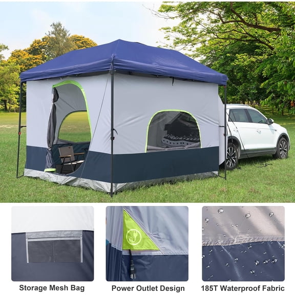 Camping Canopy - Inner Tent - Side Tents - SUV Camping Cube for 10' x 10' Pop Up Canopies (Canopy Pole/Shelter NOT Included) (Dark Blue-SUV Cube Tent)