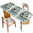 thumbnail image 1 of Camping Car Table Cloths for 8 Foot Rectangle Tables, Farmhouse Cabin Retro Green Wooden Grain Patio Waterproof Elastic Fitted Tablecloths, Washable Rectangular Table Cover for Camping, 1 of 8