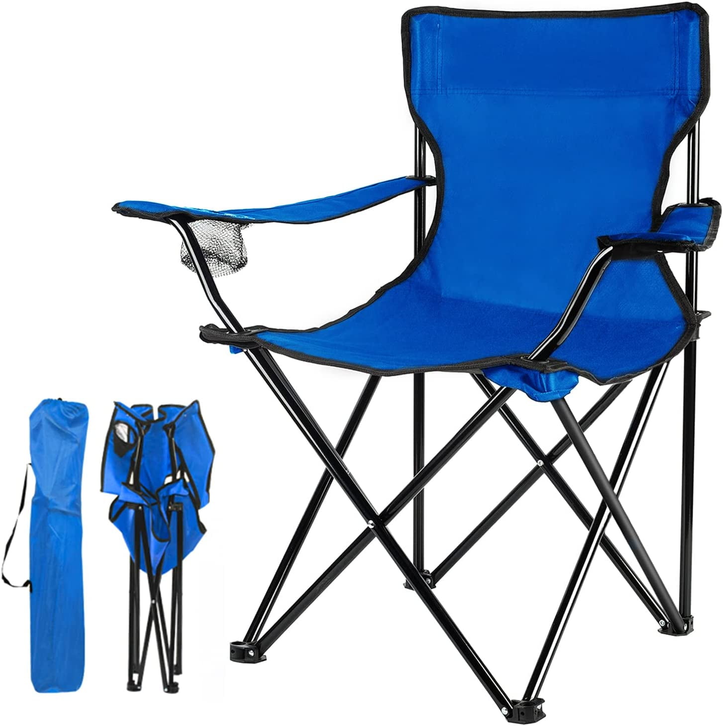Portable Folding Camping Chair for Adults with Cup Holder, Media Pocket