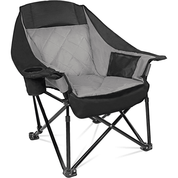 Camping Chair, Oversized Portable Camp Chair, Folding Outdoor Chair with Side Pocket and Cup Holder, Heavy Duty Camp Chair up to 400lbs, Large Camp Lounge Beach Chairs for Outdoor, Sports, Fishing
