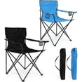 thumbnail image 1 of Foldable Camping Chair 2-Piece Set, Folding Camping Chair, Large Portable Lawn Chair for Outdoor Fishing, Hiking, Traveling, Picnic, Beach, 275 lbs Weight Capacity with Storage Bag, 1 of 7