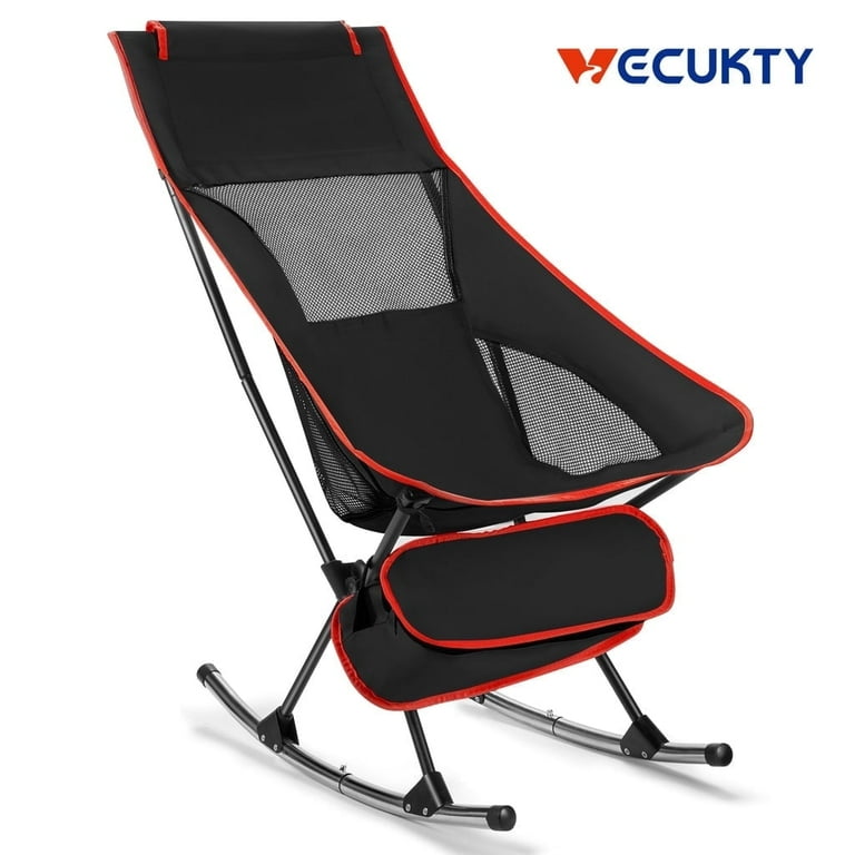 Camping Chair Vecukty High Back Rocking Chair 165 lbs Capacity Compact Outdoor Portable Folding Rocker Chair for Camping Hiking Gardening Travel