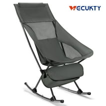 Camping Chair, Vecukty High Back Rocking Chair 165 lbs Capacity,Compact Outdoor Portable Folding Rocker Chair for Camping Hiking Gardening Travel Beach Picnic,Gray