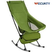 Camping Chair, Vecukty High Back Rocking Chair 165 lbs Capacity, Heavy Duty Compact Outdoor Portable Folding Rocker Chair for Camping Hiking Gardening Travel Beach Picnic,Green