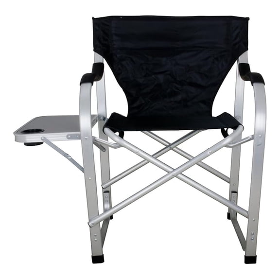 Camping Chair with Side Table - Heavy Duty Folding Director Chair - Outdoor Chair for Camping, BBQ, Picnics - Black - 800D Nylon