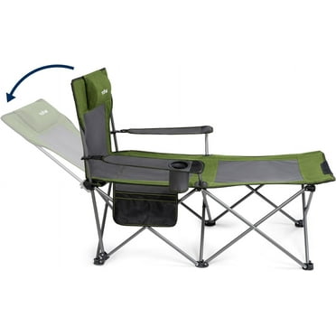 Camping Chairs for Adults - 6 Legged Reclining Chair with Foot Rest, Adjustable 90° - 135° Beach Lounge Chair Outdoor, Folding Chairs for Outside with Detachable Pillow & Carry Bag Grey
