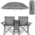 thumbnail image 1 of COWIN Outdoor Foldable Picnic Double Chair ,Camping Chairs with Umbrella Camping Double Portable Chairs Folding Beach Chair with Insulation Bag,Backpacking Gray, 1 of 7