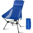 thumbnail image 1 of Camping Chairs, Portable Camping Chair with Headrest and Storage Bag-Blue, 1 of 2