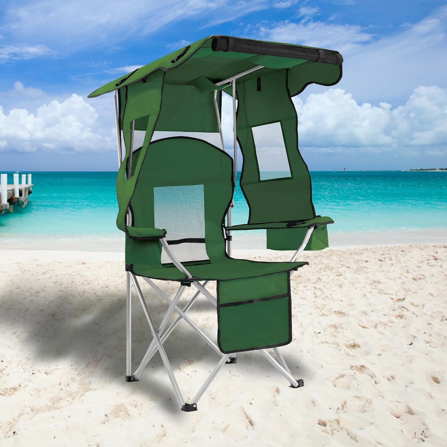 Camping Chairs with Canopy, Portable Quad Lawn Chair for Adults